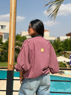 Burgundy striped Bomber jacket
