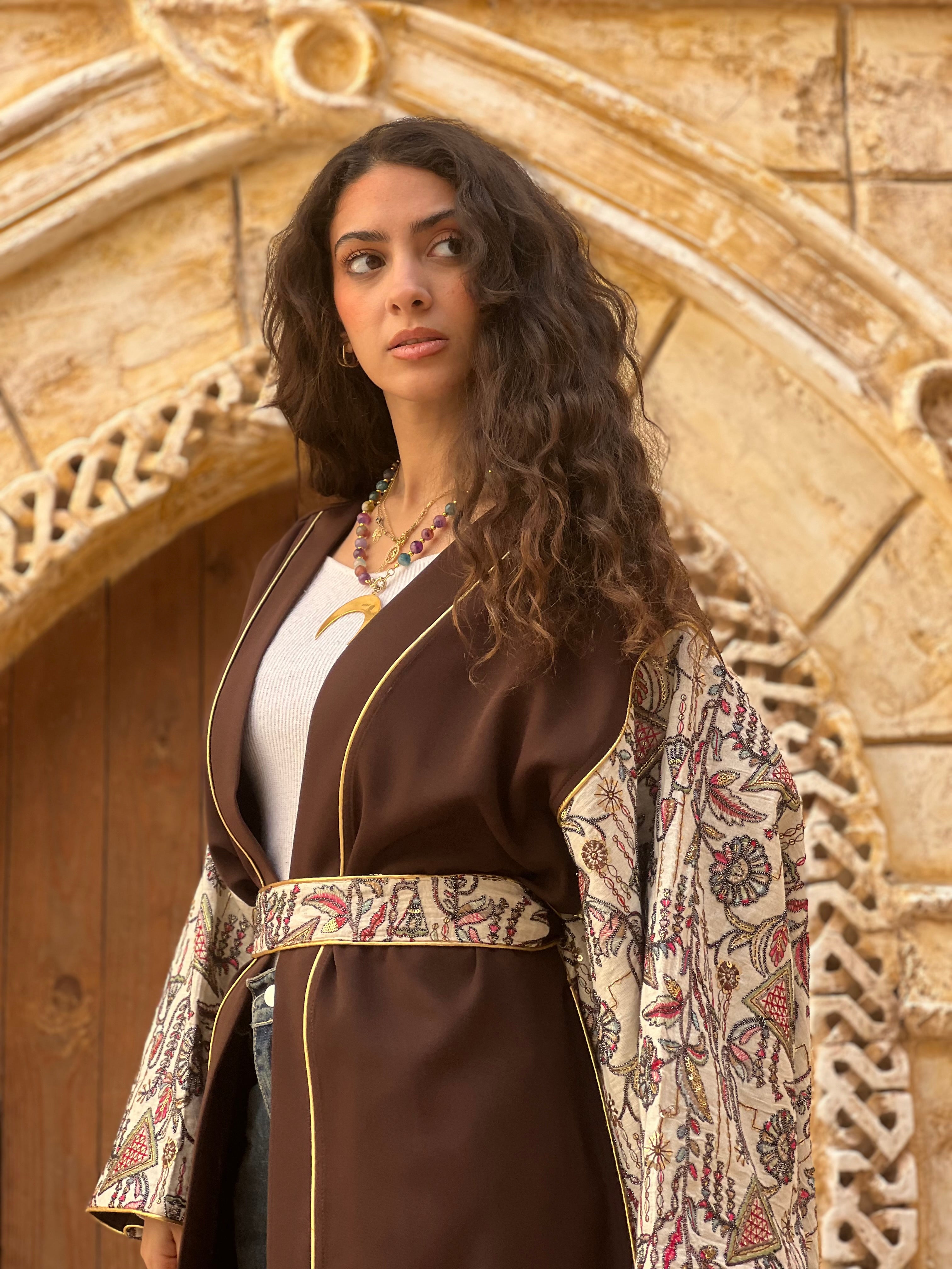 Chocolate Brown Embroidered Kaftan🌙✨