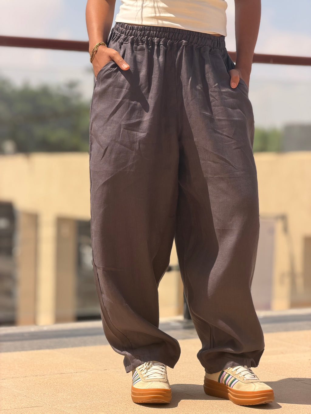 Mila linen pants ( Grey)
