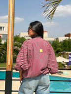 Burgundy striped Bomber jacket