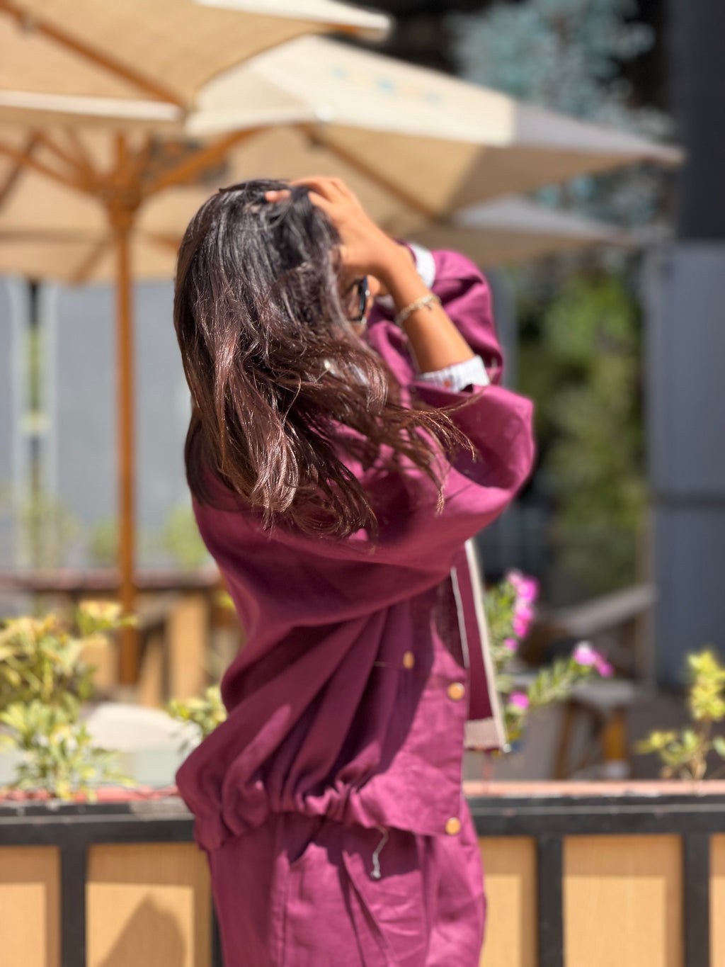 Hooded over-shirt ( Plum)