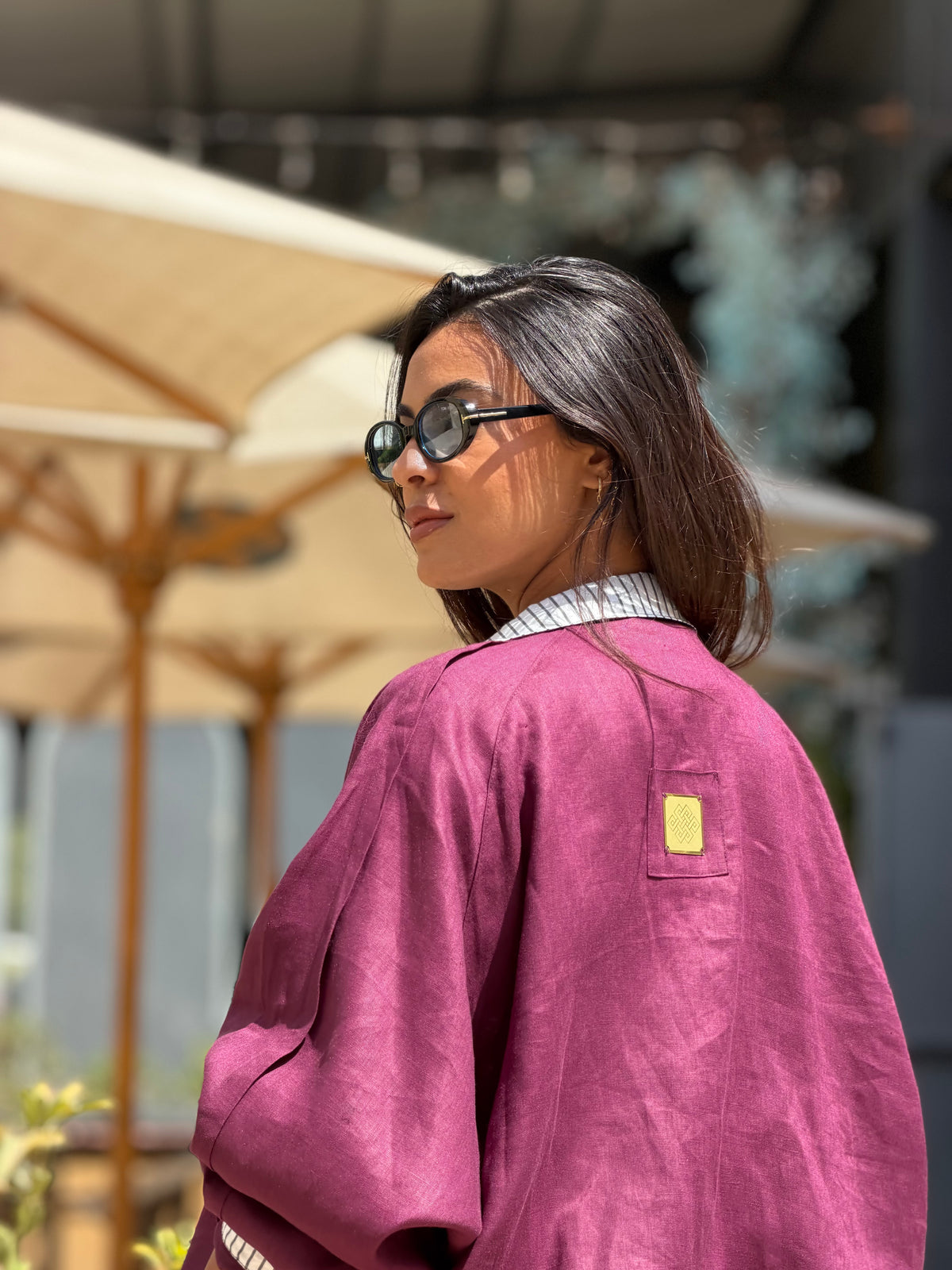 Hooded over-shirt ( Plum)