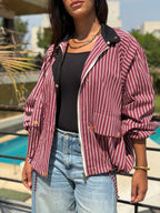 Burgundy striped Bomber jacket