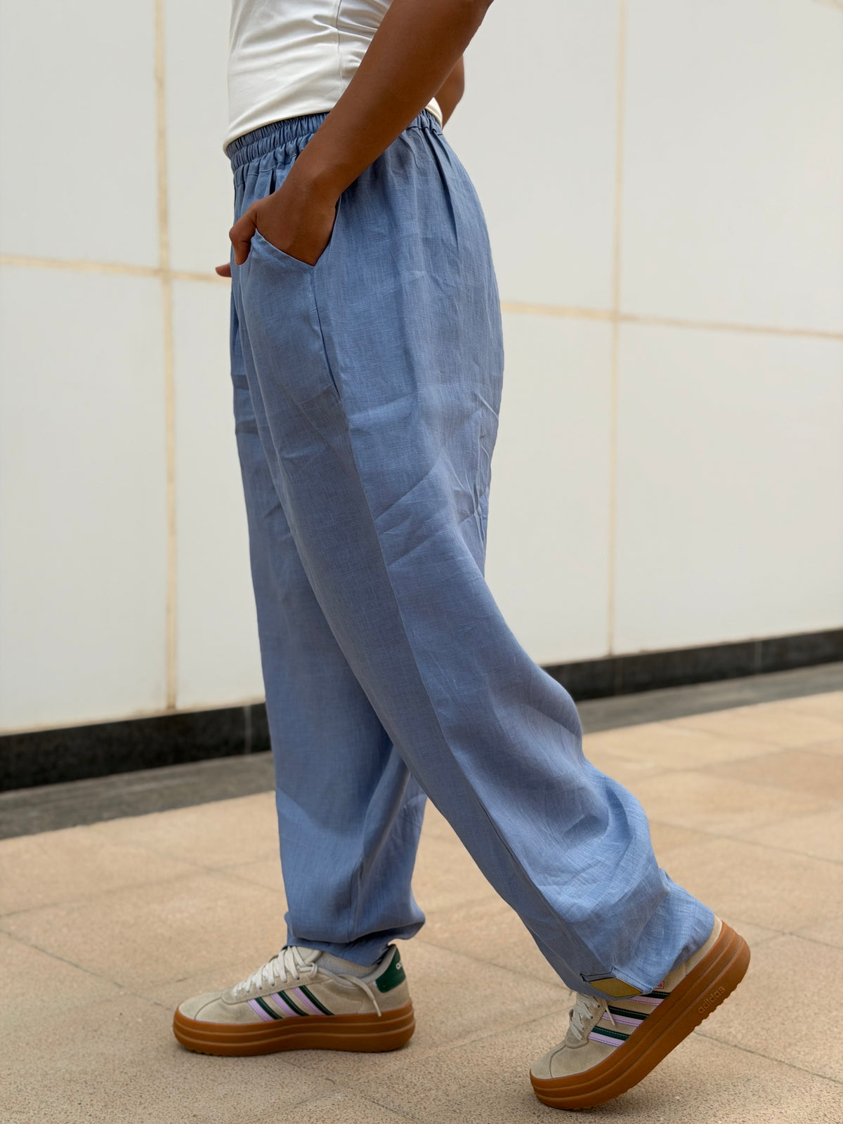 Mila linen pants (Baby Blue)