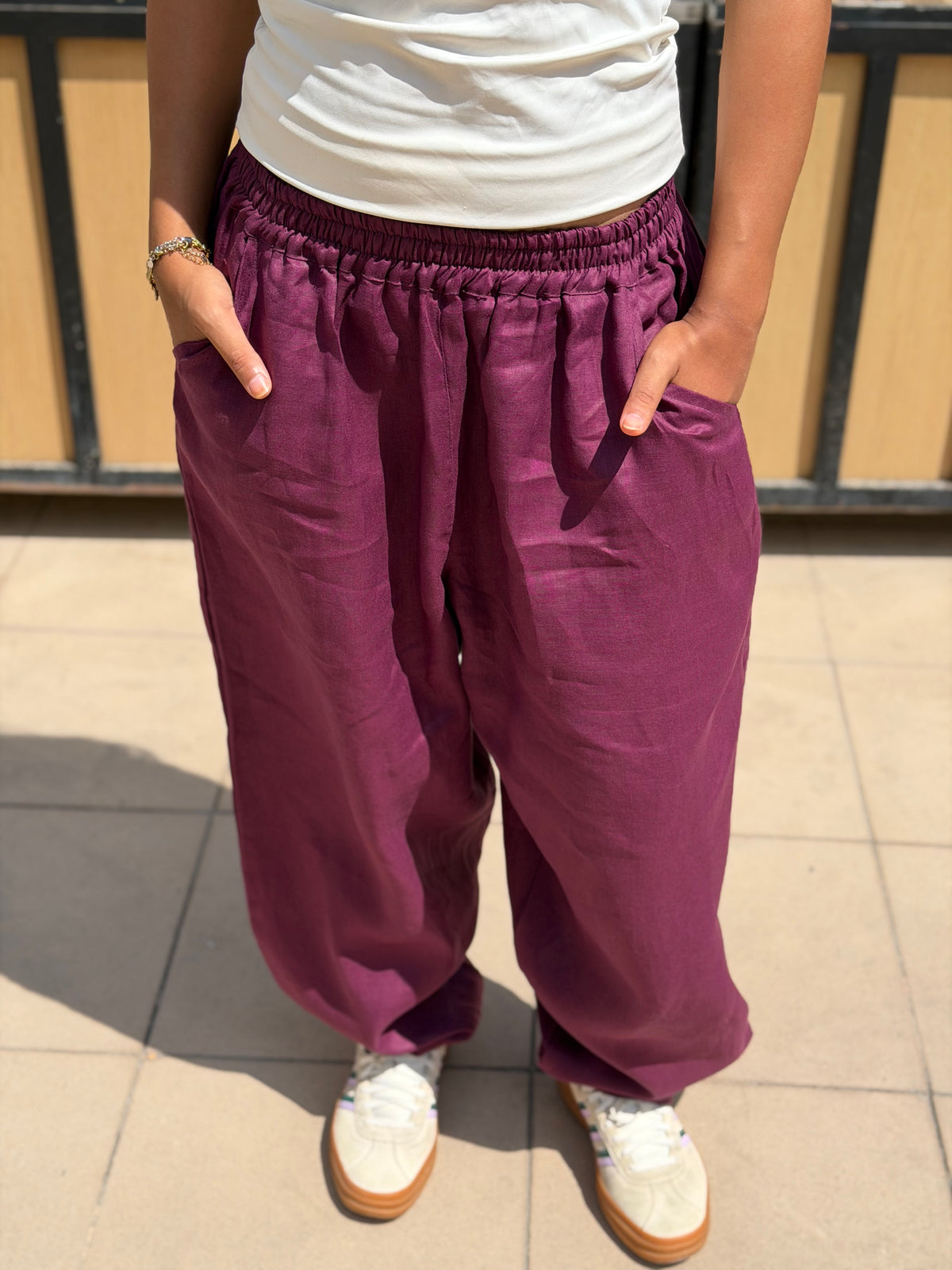 Mila linen pants ( Plum )