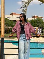 Burgundy striped Bomber jacket