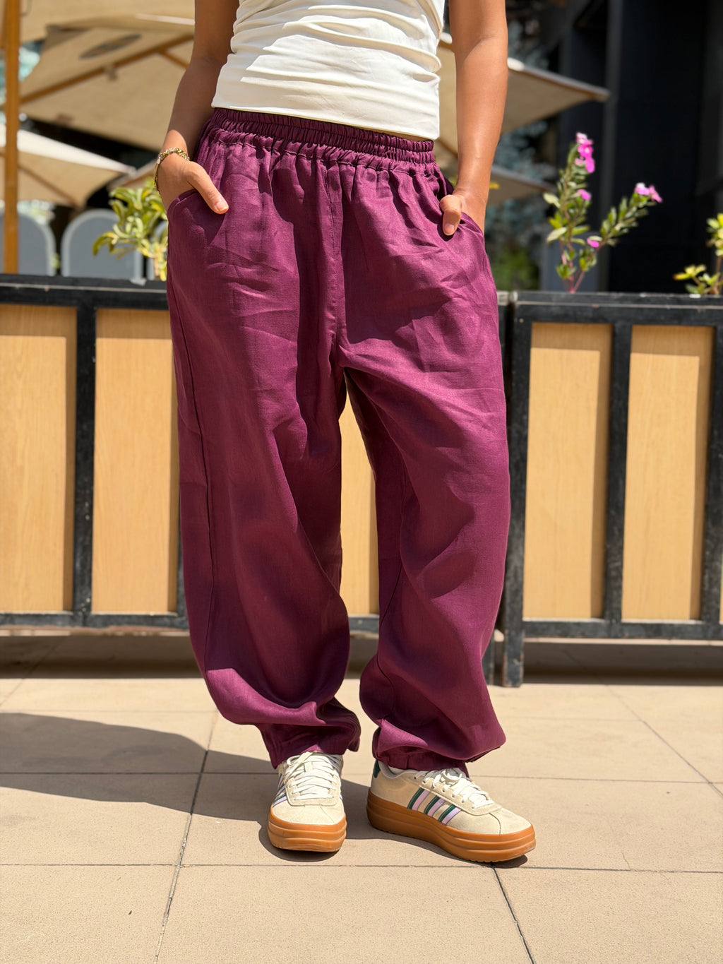Mila linen pants ( Plum )