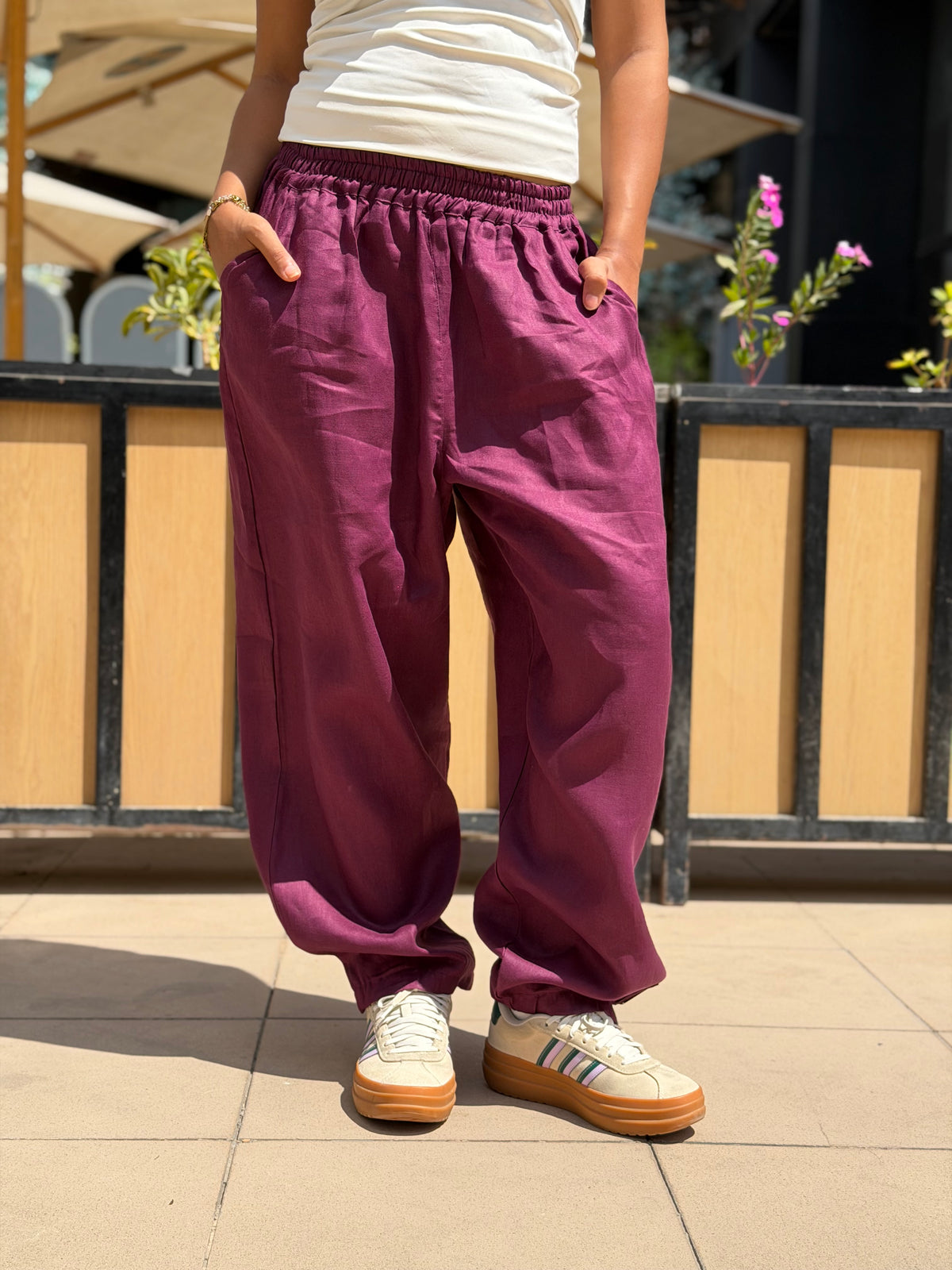 Mila linen pants ( Plum )