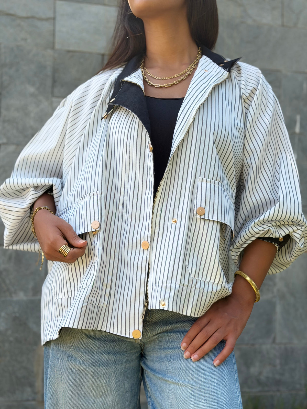 Stripped Bomber Overshirt