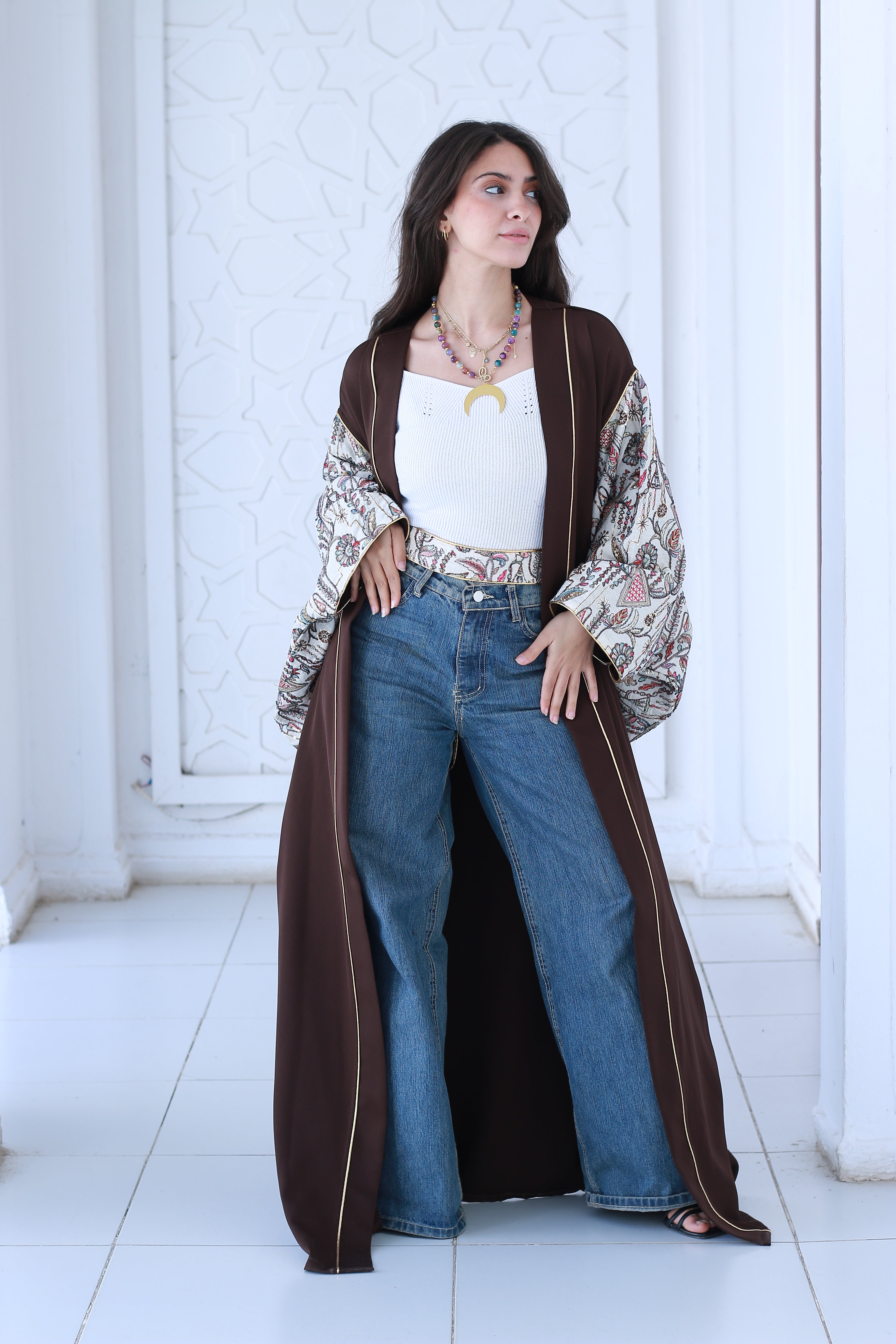 Chocolate Brown Embroidered Kaftan🌙✨