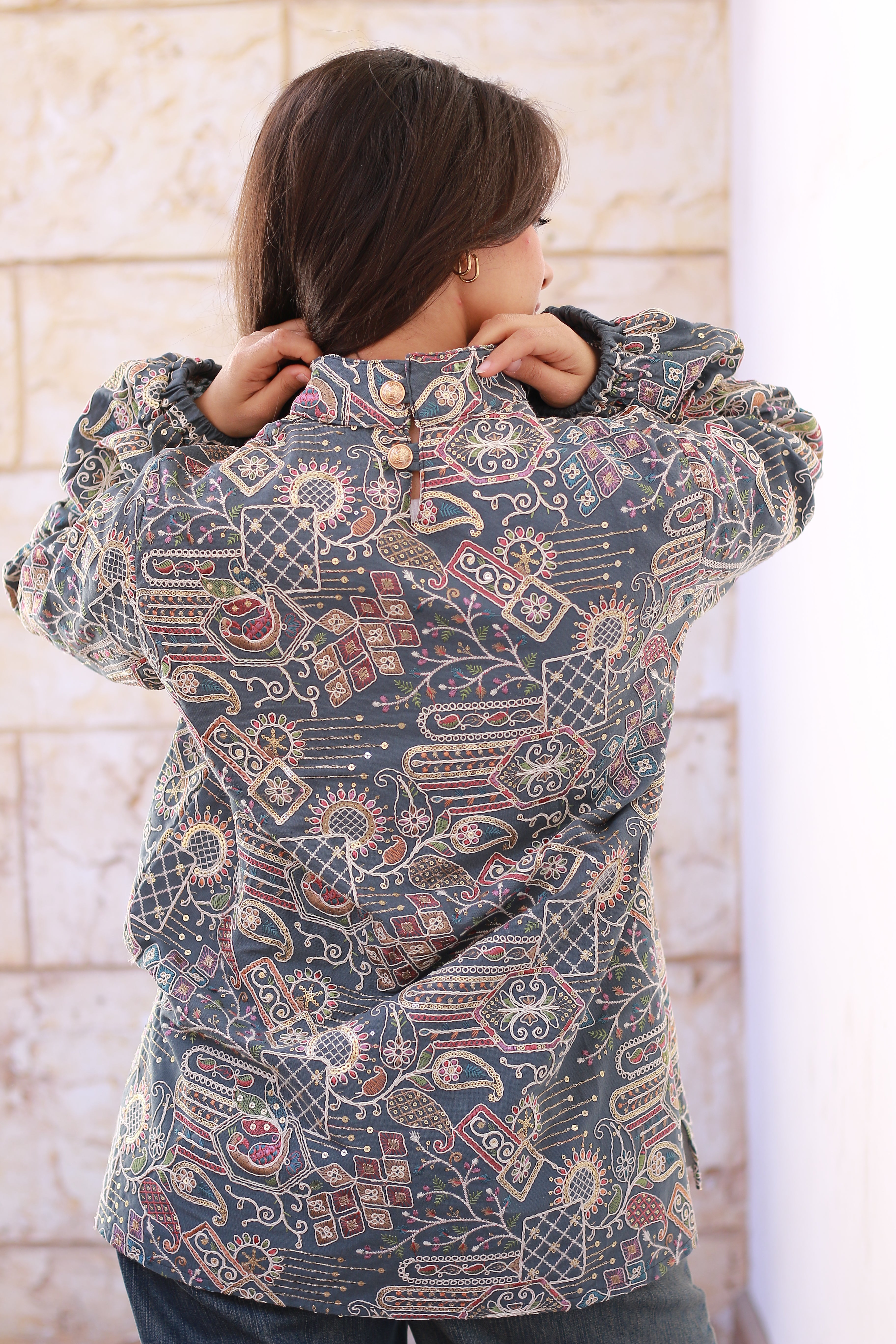 Peacock Teal Handmade Top