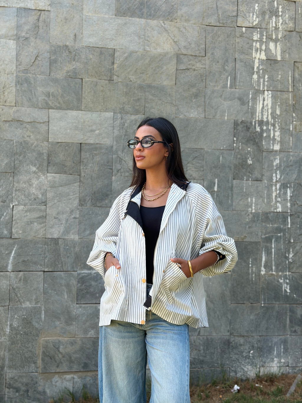 Stripped Bomber Overshirt