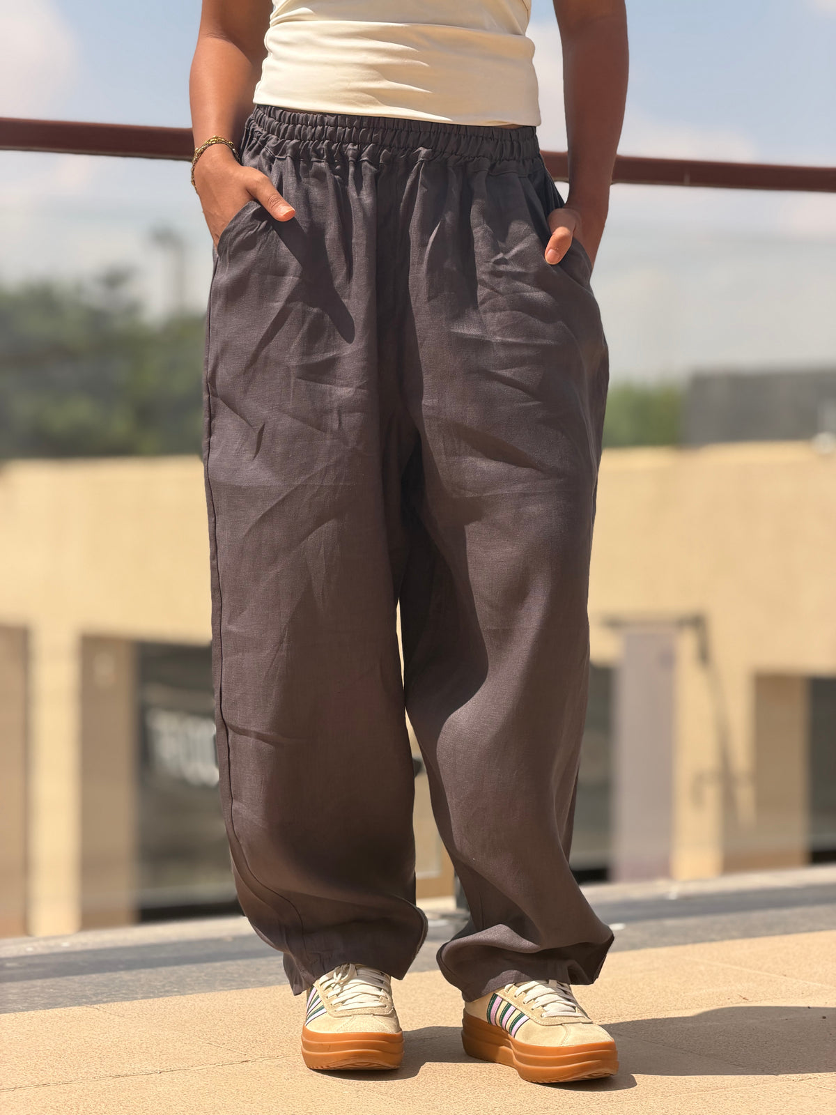 Mila linen pants ( Grey)