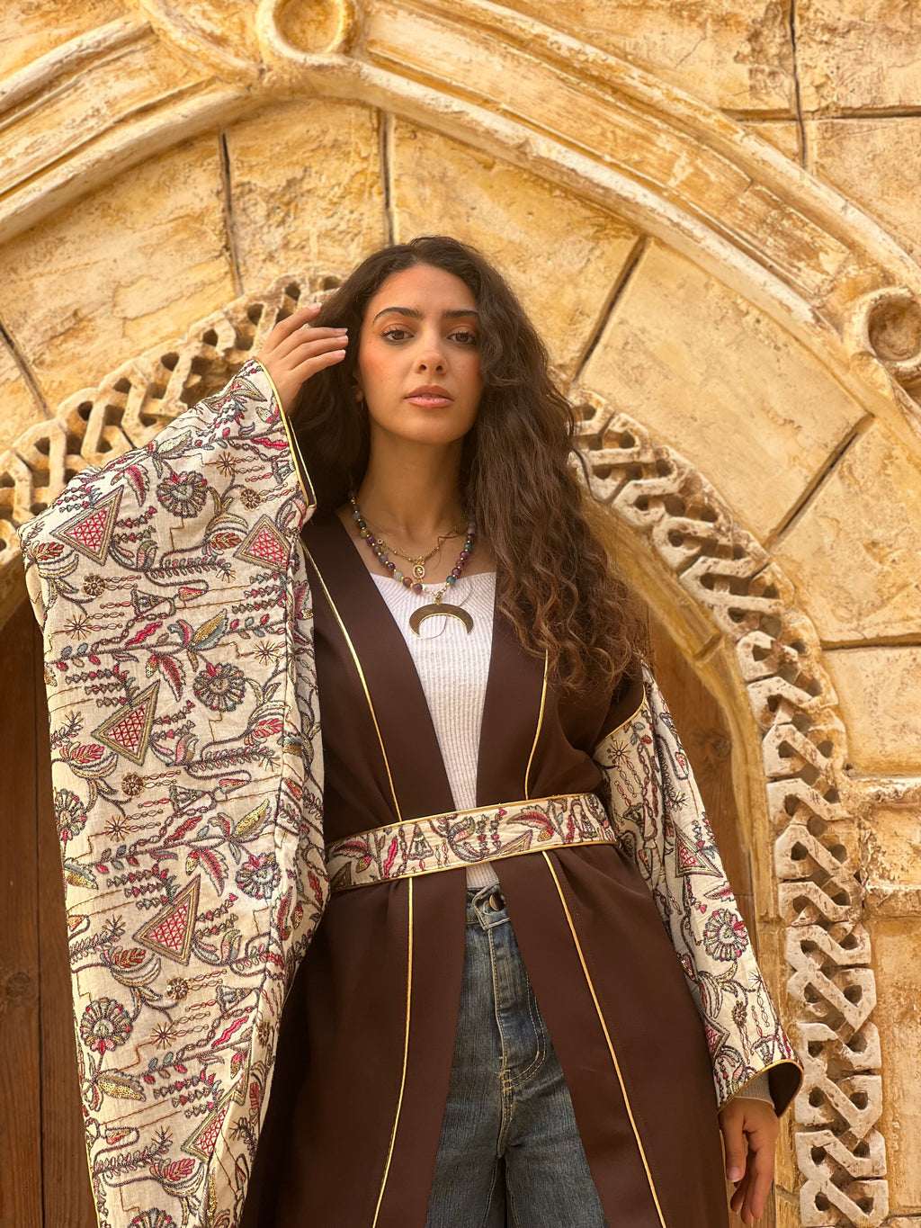 Chocolate Brown Embroidered Kaftan🌙✨