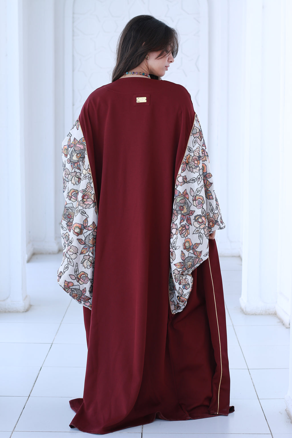 Burgundy Handmade Embroidered Kaftan ✨🌙