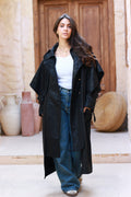 Oversized Elegant Long Drawstring Waist Double Breasted Front