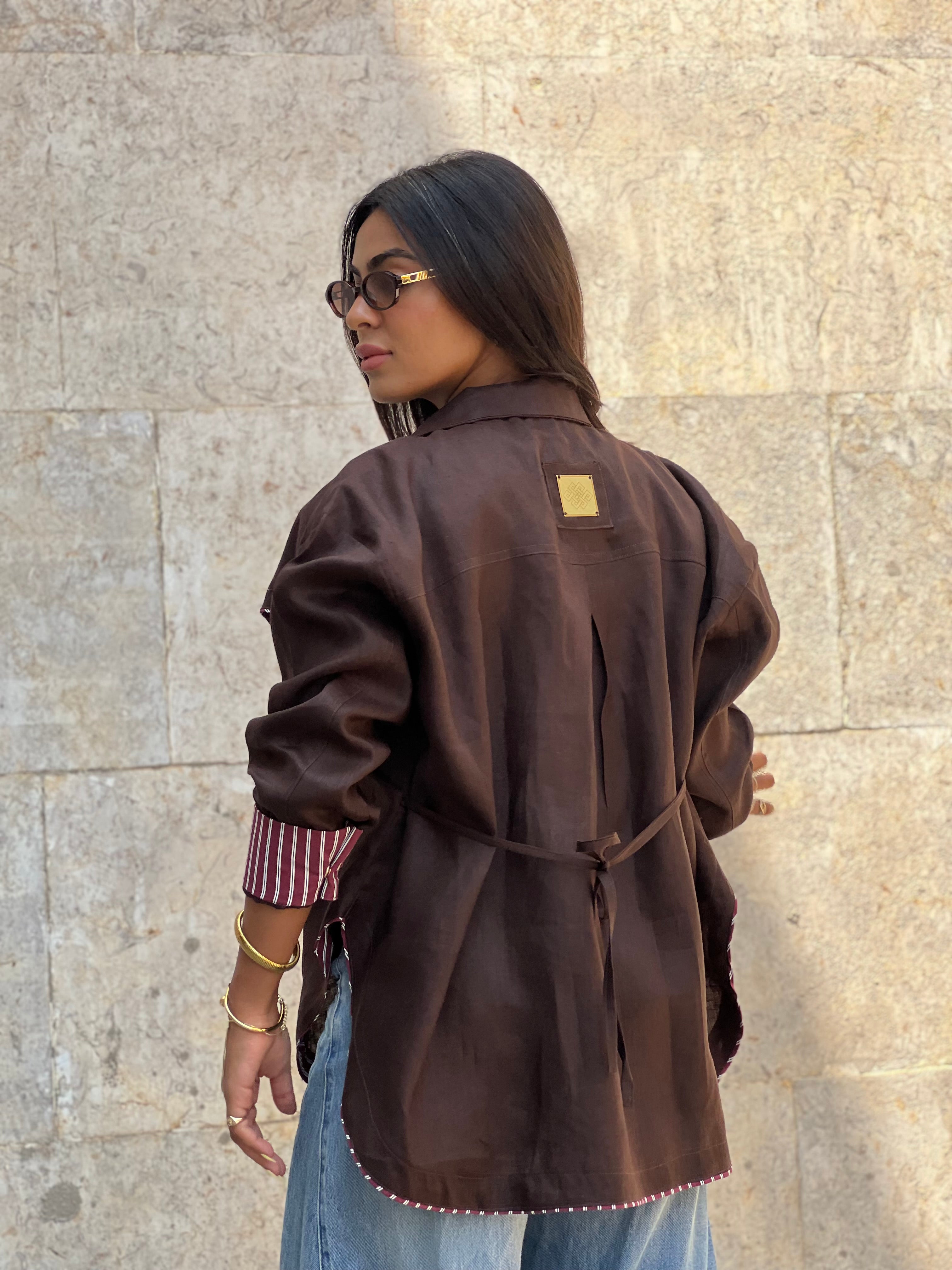 Cross-over Shirt (Brown)
