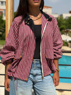 Burgundy striped Bomber jacket