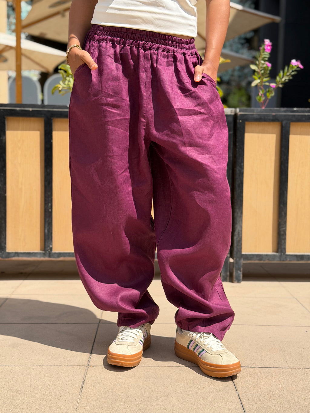 Mila linen pants ( Plum )