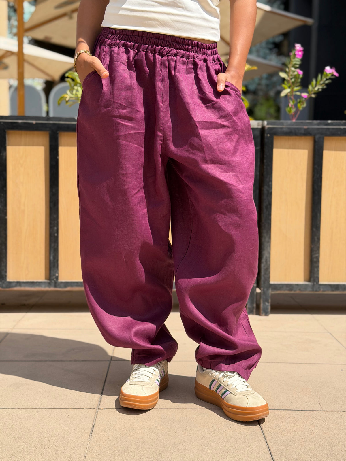 Mila linen pants ( Plum )