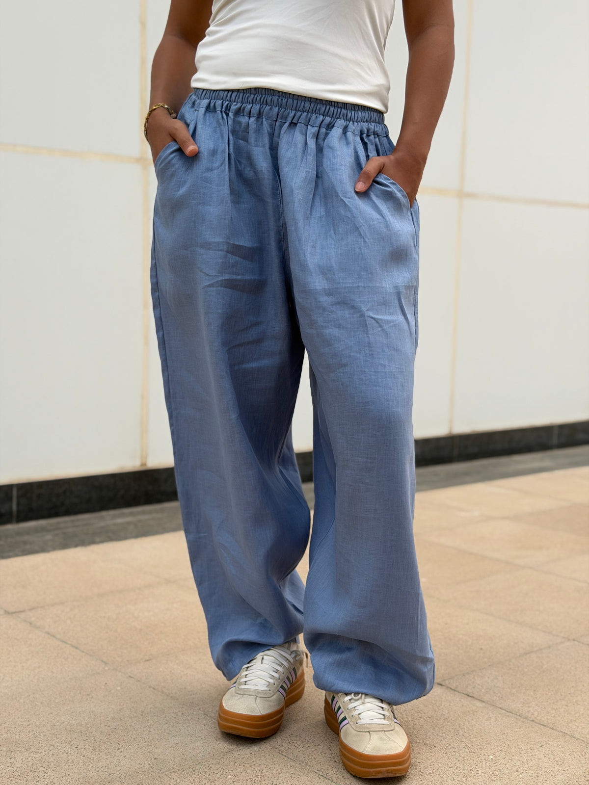 Mila linen pants (Baby Blue)