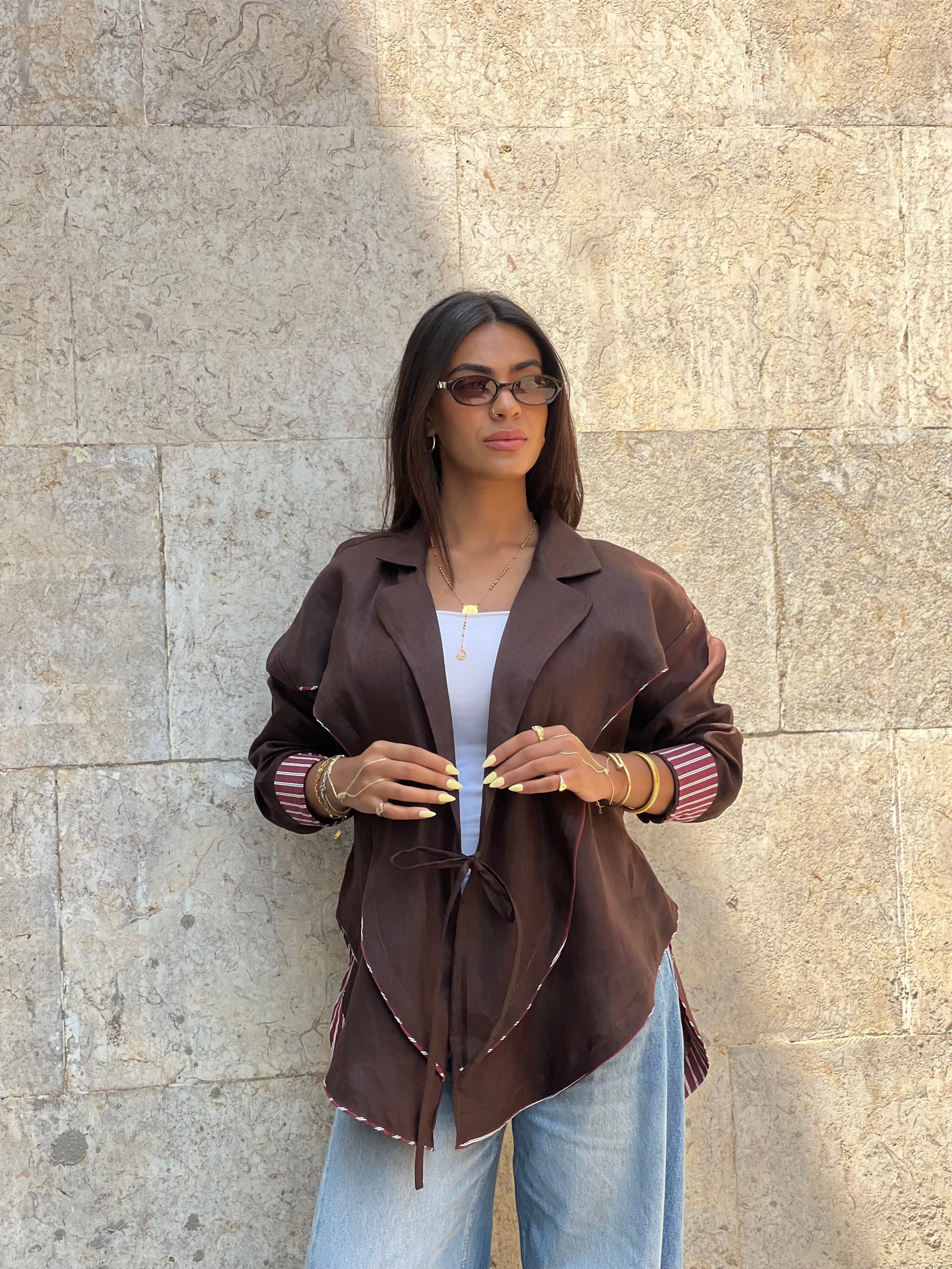Cross-over Shirt (Brown)