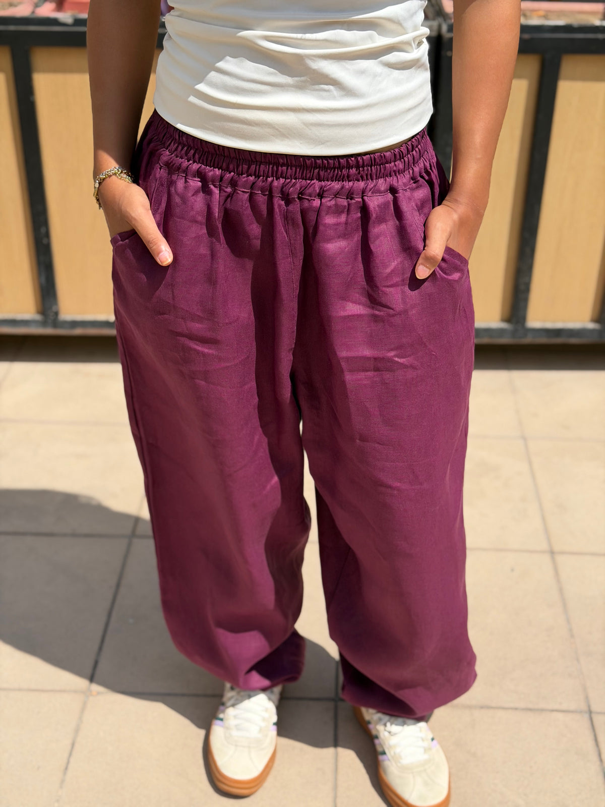 Mila linen pants ( Plum )