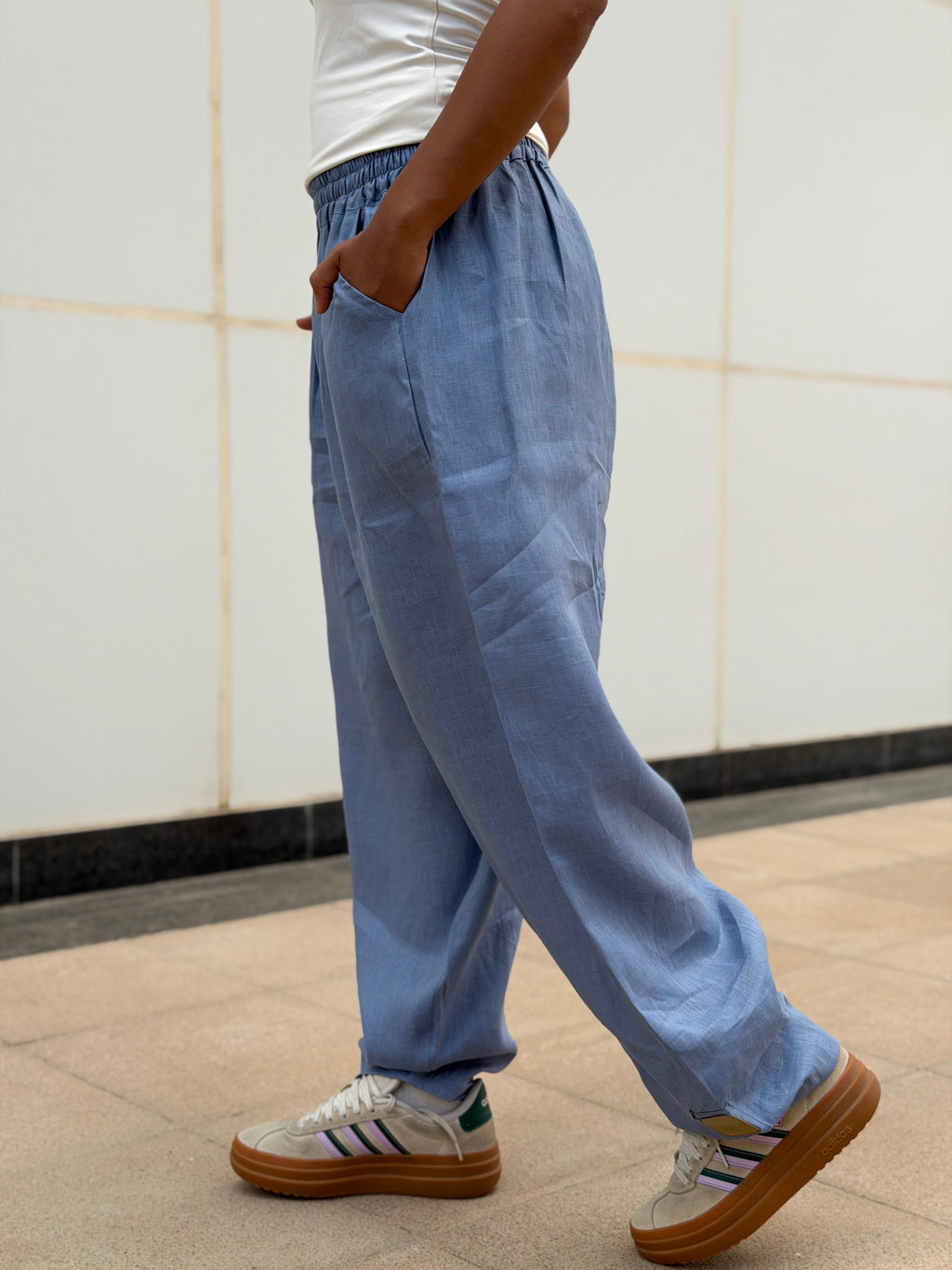 Mila linen pants (Baby Blue)
