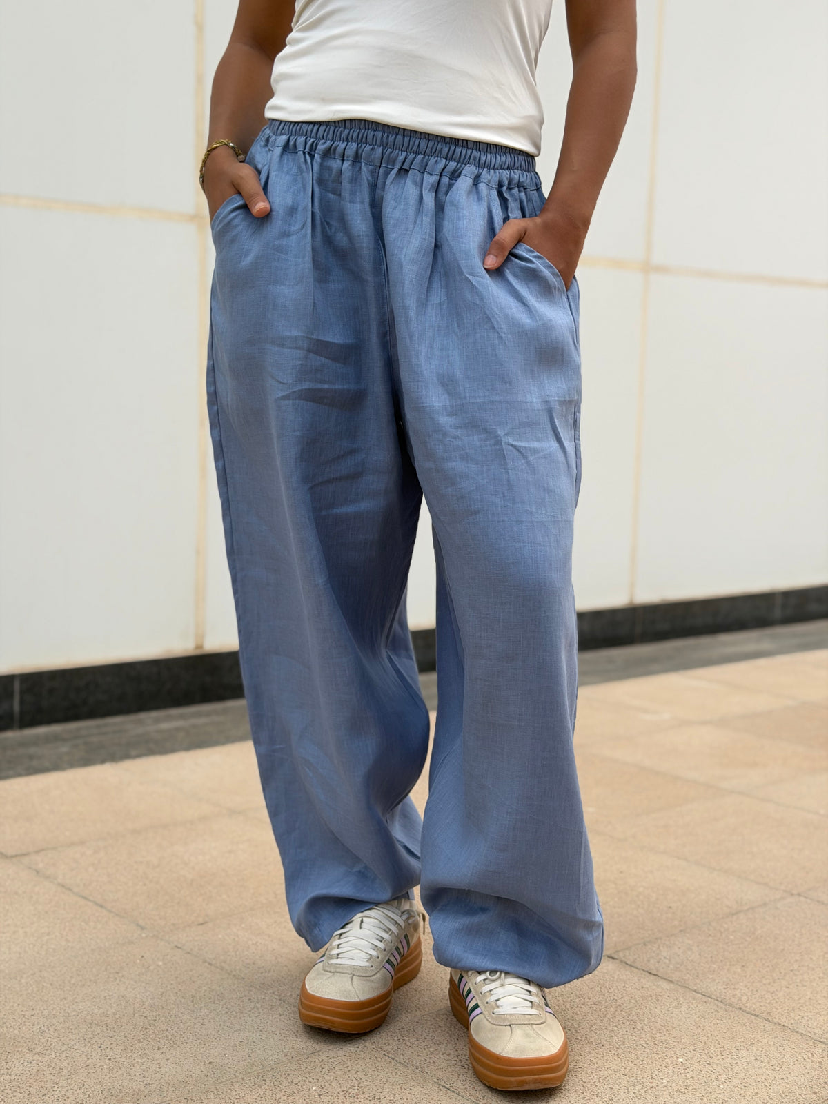 Mila linen pants (Baby Blue)