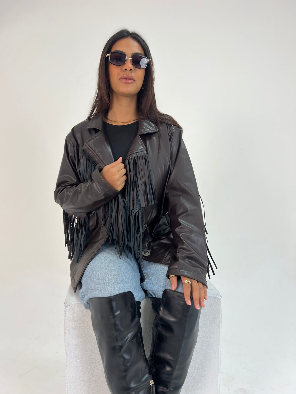 Faux leather - dark brown