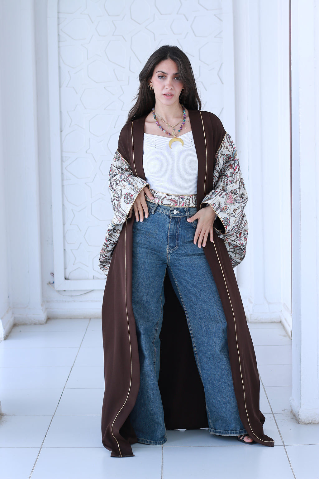 Chocolate Brown Embroidered Kaftan🌙✨