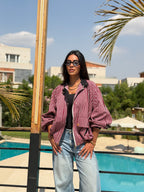 Burgundy striped Bomber jacket