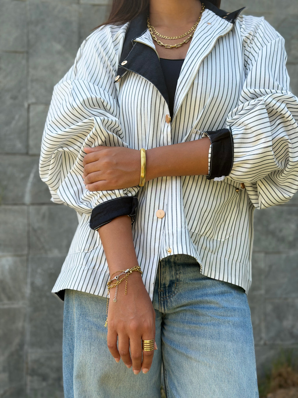Stripped Bomber Overshirt