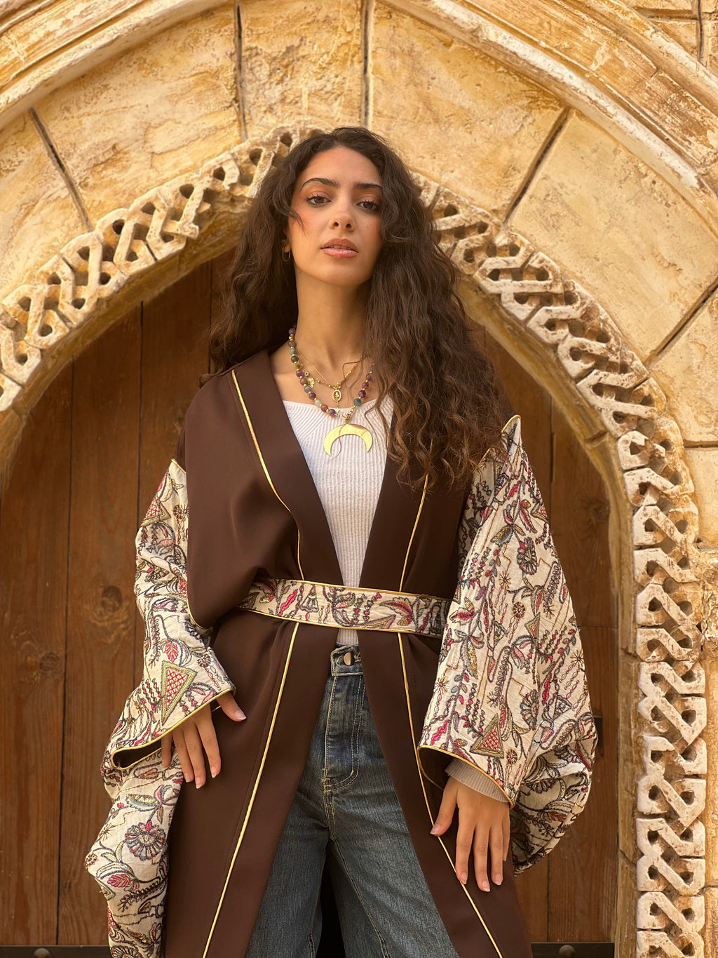 Chocolate Brown Embroidered Kaftan🌙✨
