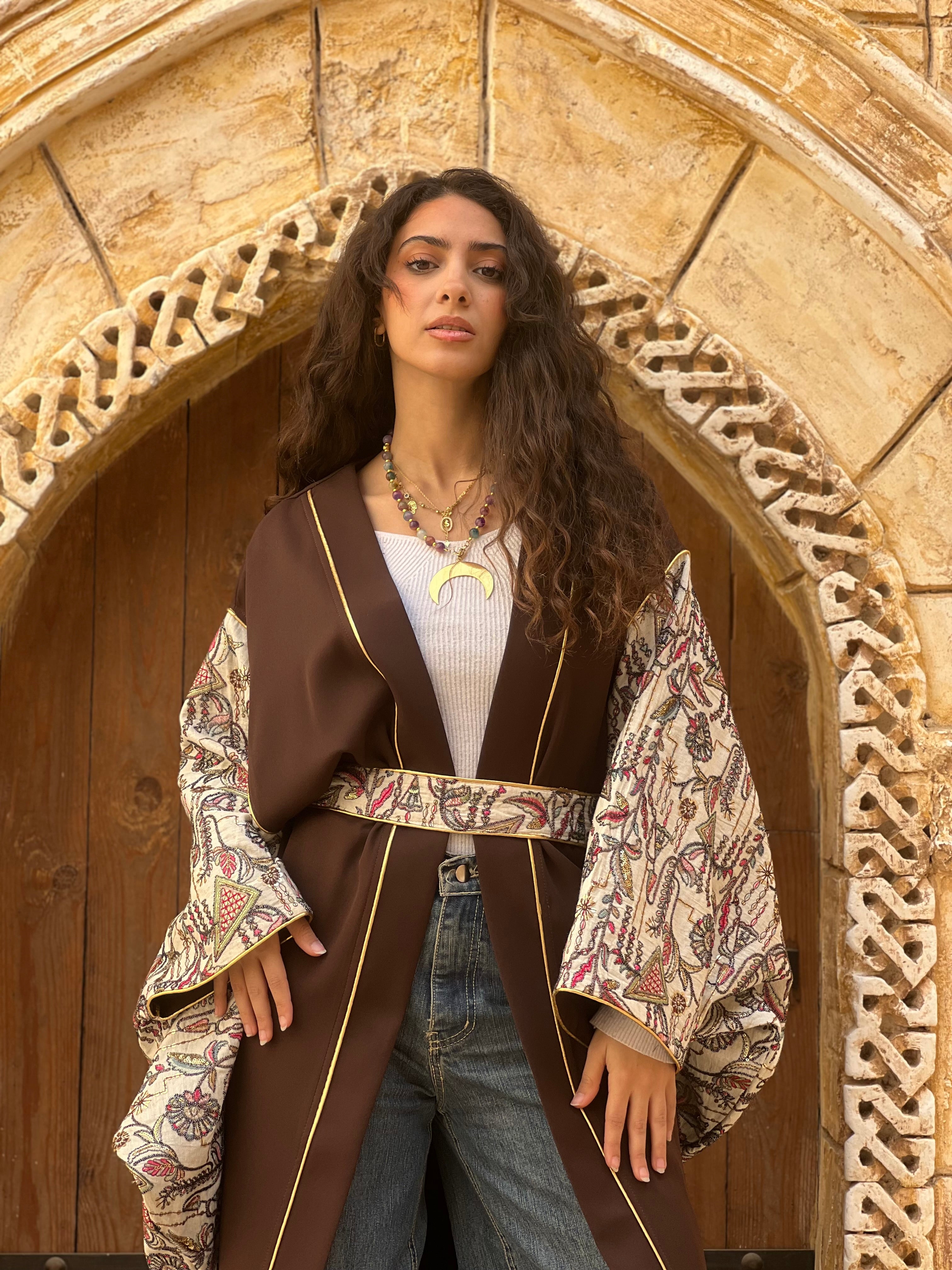 Chocolate Brown Embroidered Kaftan🌙✨