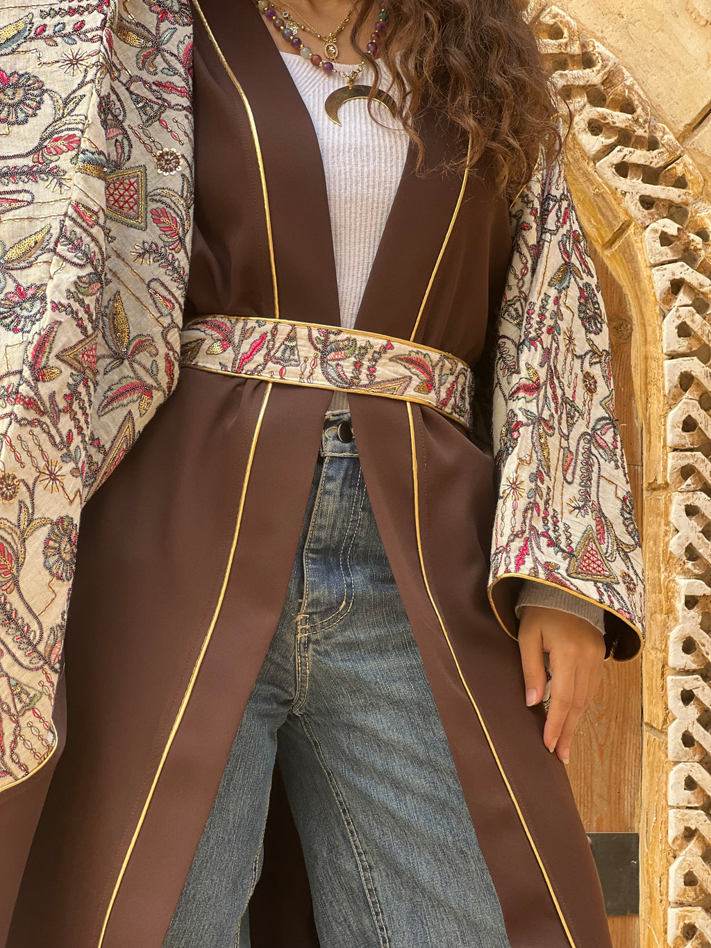Chocolate Brown Embroidered Kaftan🌙✨