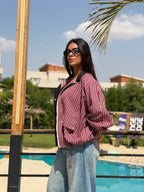 Burgundy striped Bomber jacket