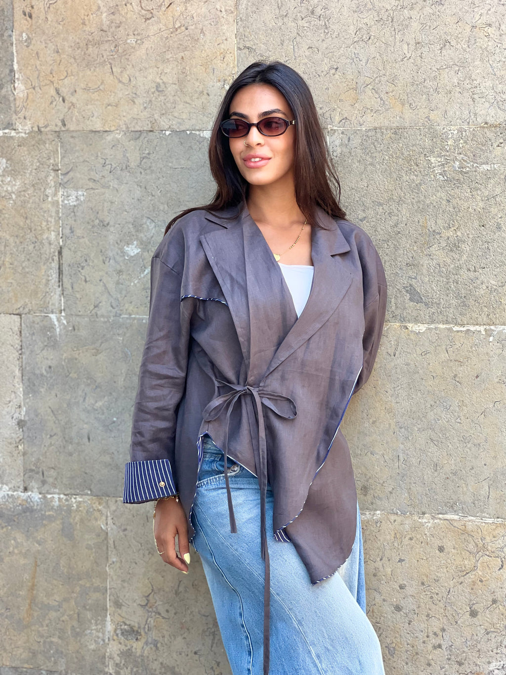 Cross-over Shirt (Grey)