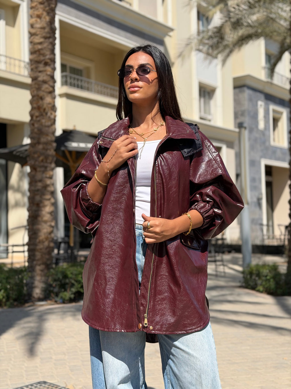 Oxblood Hooded Jacket