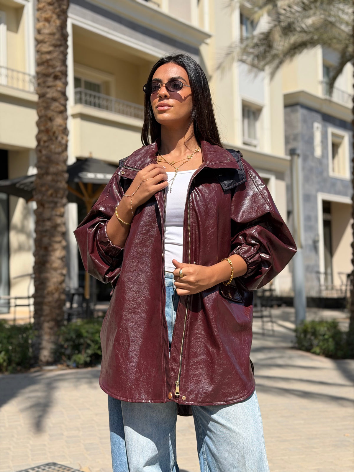 Oxblood Hooded Jacket